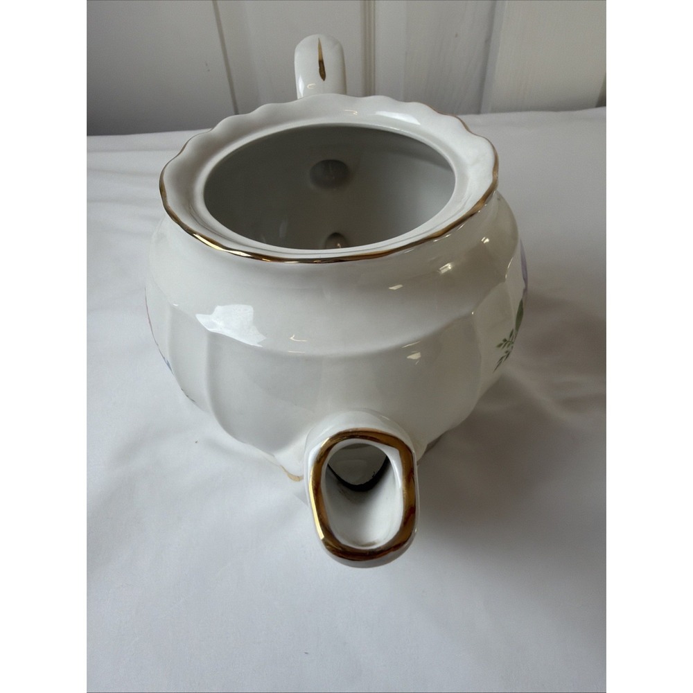 Vintage Crown Dorset Staffordshire Floral Teapot Gold Trim Fine Ceramic - Picture 16 of 16